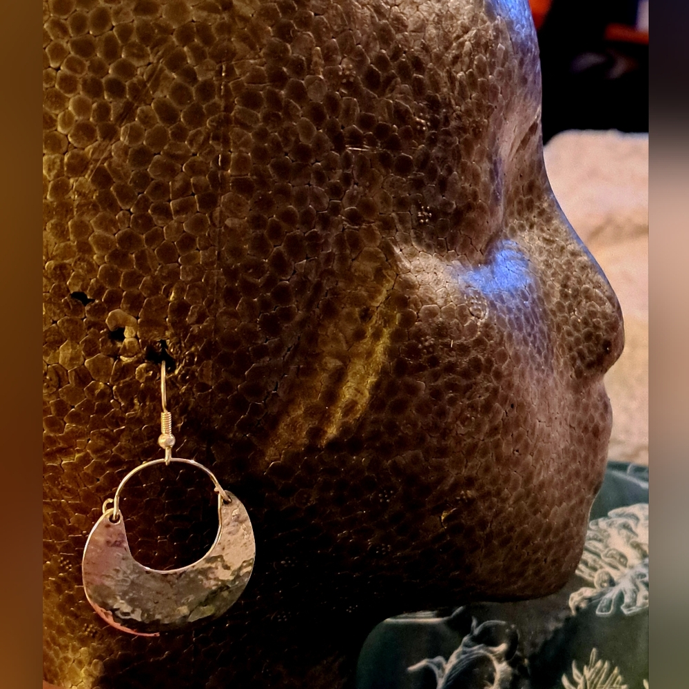 Silver Colored Hammered Earrings